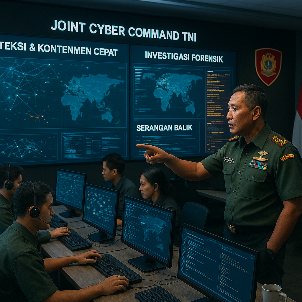 Simulasi Cyber Defense Joint Command TNI Hadapi Serangan pada Jaringan Komando