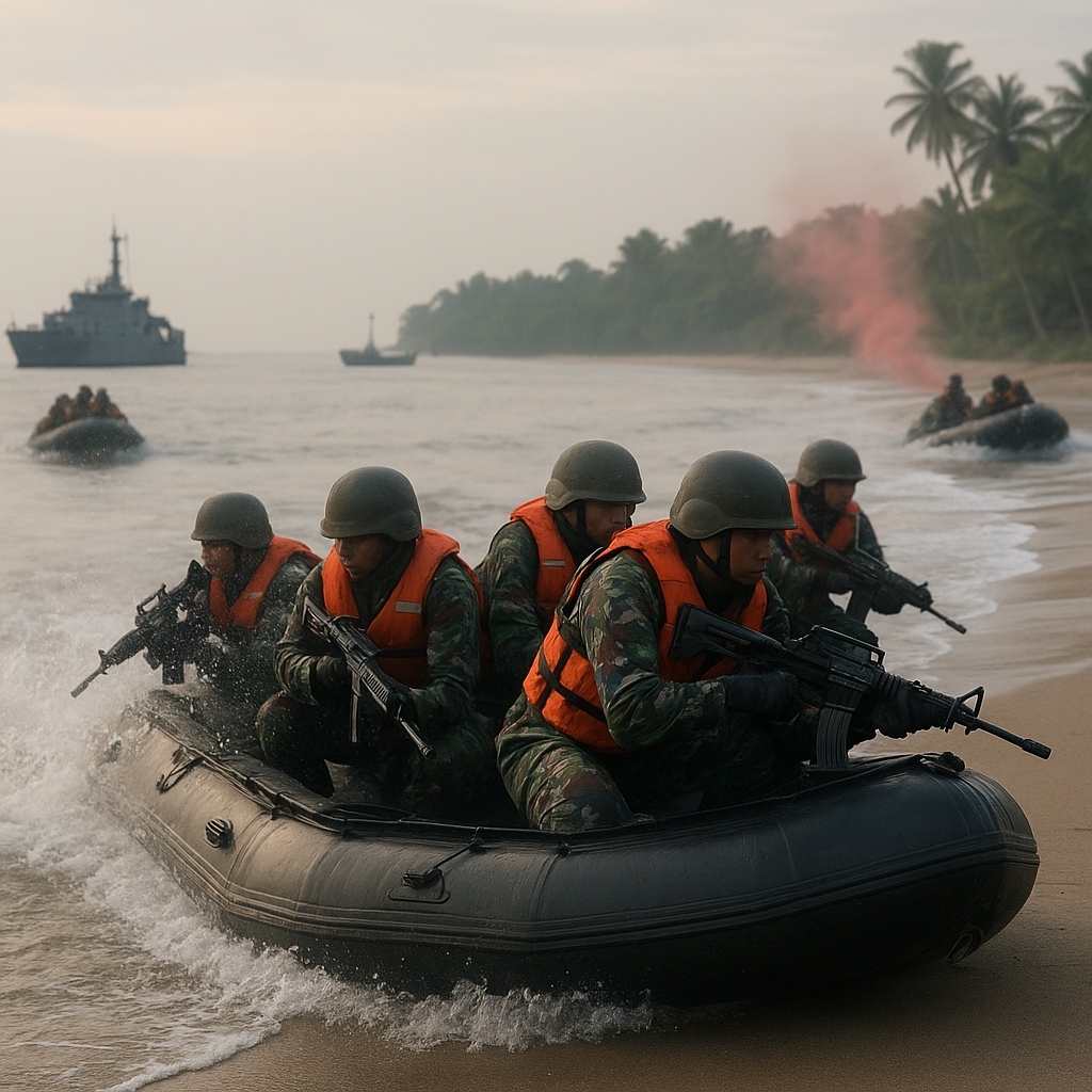 Simulasi Operasi Amfibi TNI AL di Lampung: Prosedur Pendaratan Pasukan