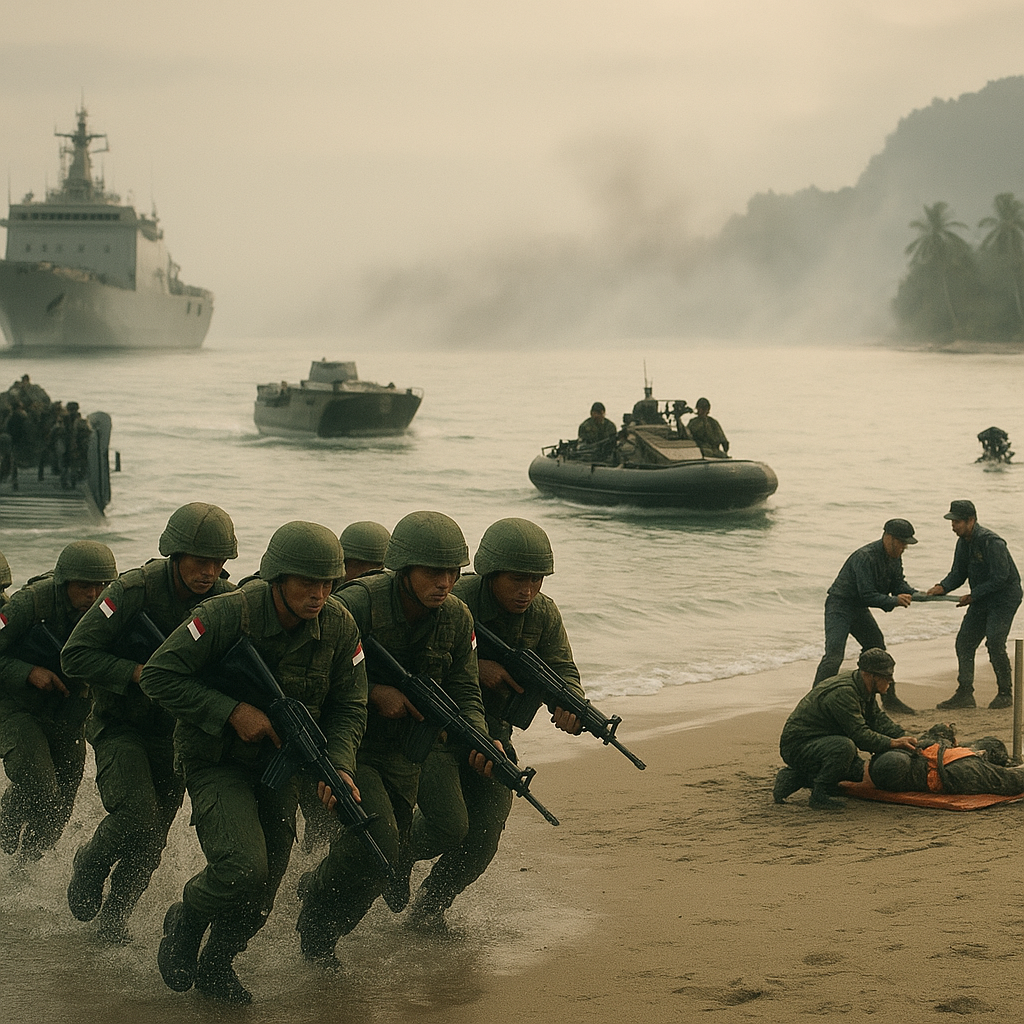 TNI AL Latihan Operasi Amfibi di Natuna: Prosedur Pendaratan dan Penguasaan Pantai