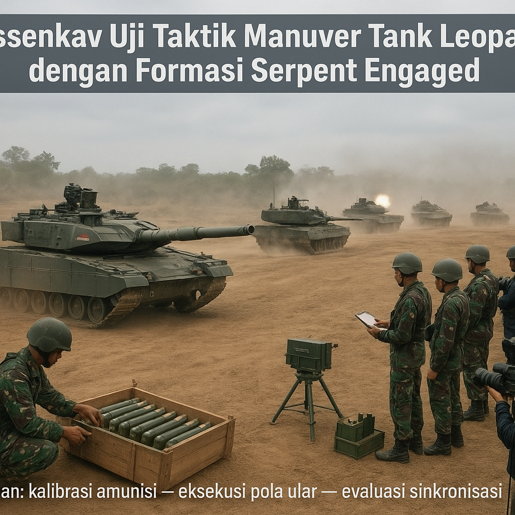 Pussenkav Uji Taktik Manuver Tank Leopard dengan Formasi Serpent Engaged