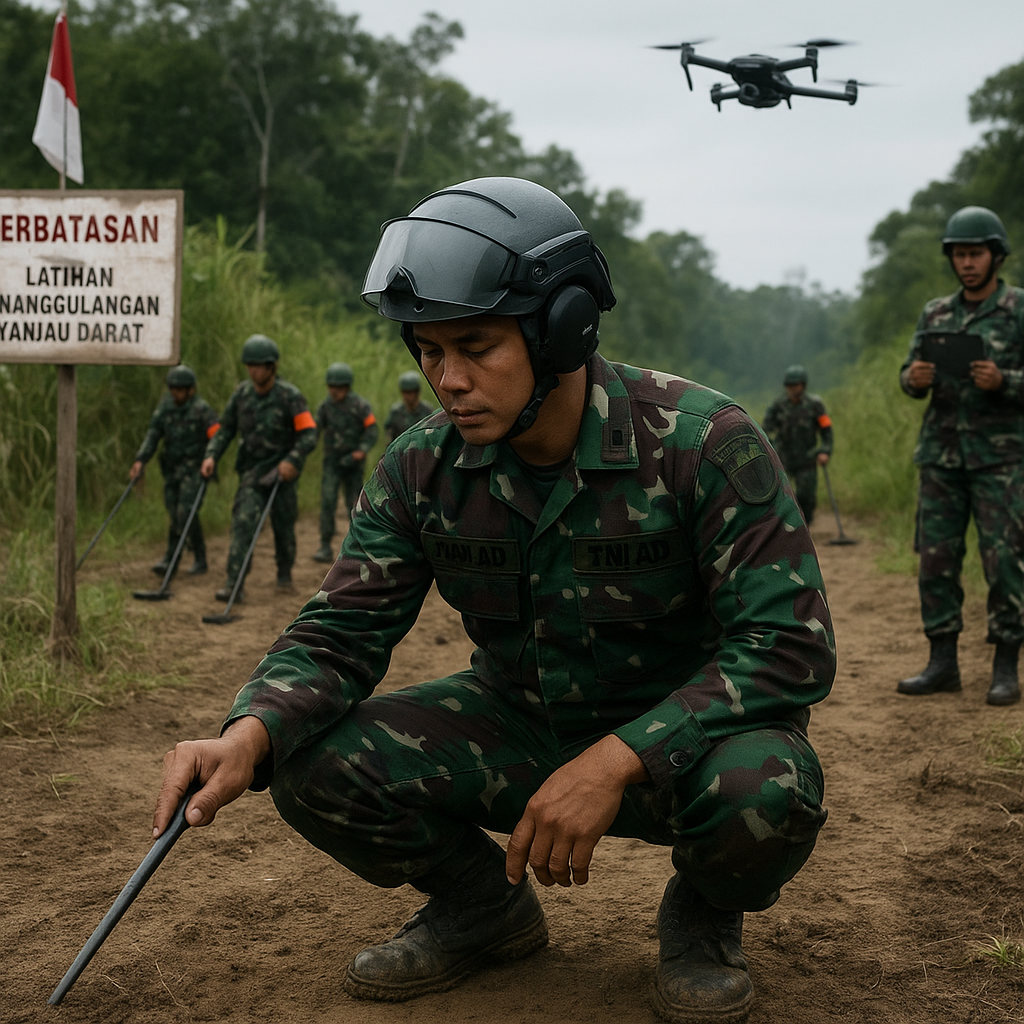 Latihan Taktis Penanggulangan Ranjau Darat di Perbatasan Kalimantan