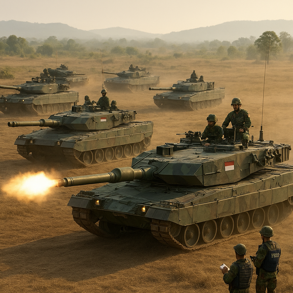 Latihan Taktis Batalyon Kavaleri dengan Tank Leopard 2 RI di Baturaja