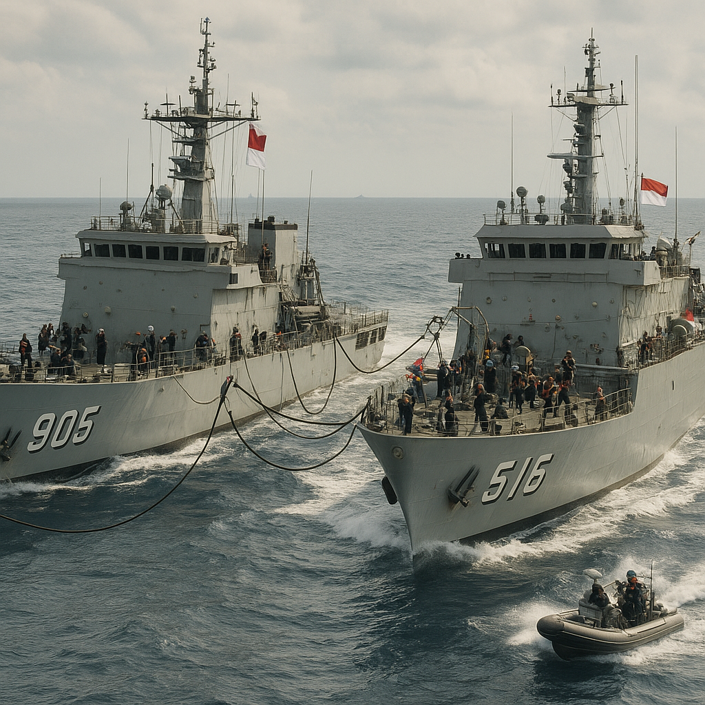 Dua KRI Koarmada II Gelar Latihan L-3 di Laut Jawa: Prosedur Replenishment at Sea dan Tactical Maneuver