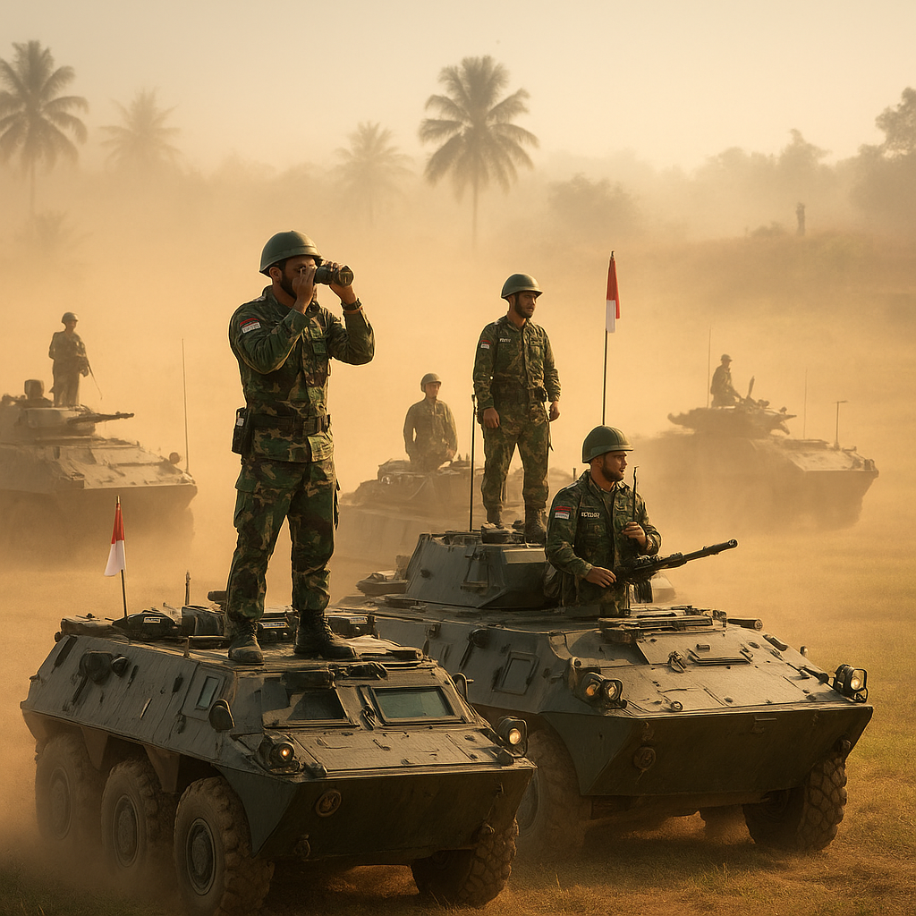 TNI AD Latih Manuver Skuadron Kavaleri dengan Formasi Baji Terbalik di Puslatpur Lampung