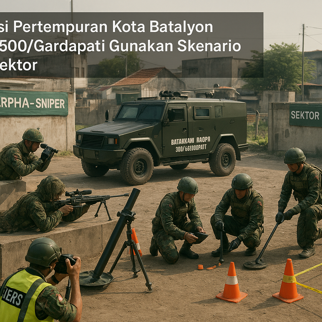 Simulasi Pertempuran Kota Batalyon Raider 500/Gardapati Gunakan Skenario Multi-sektor