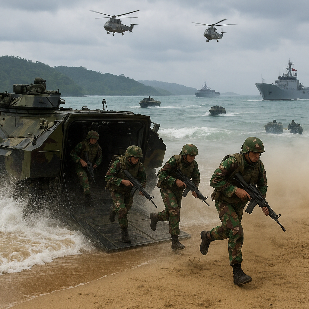 Latihan Simulasi Operasi Amfibi TNI AL di Teluk Cenderawasih Gunakan Pendaratan Bergelombang