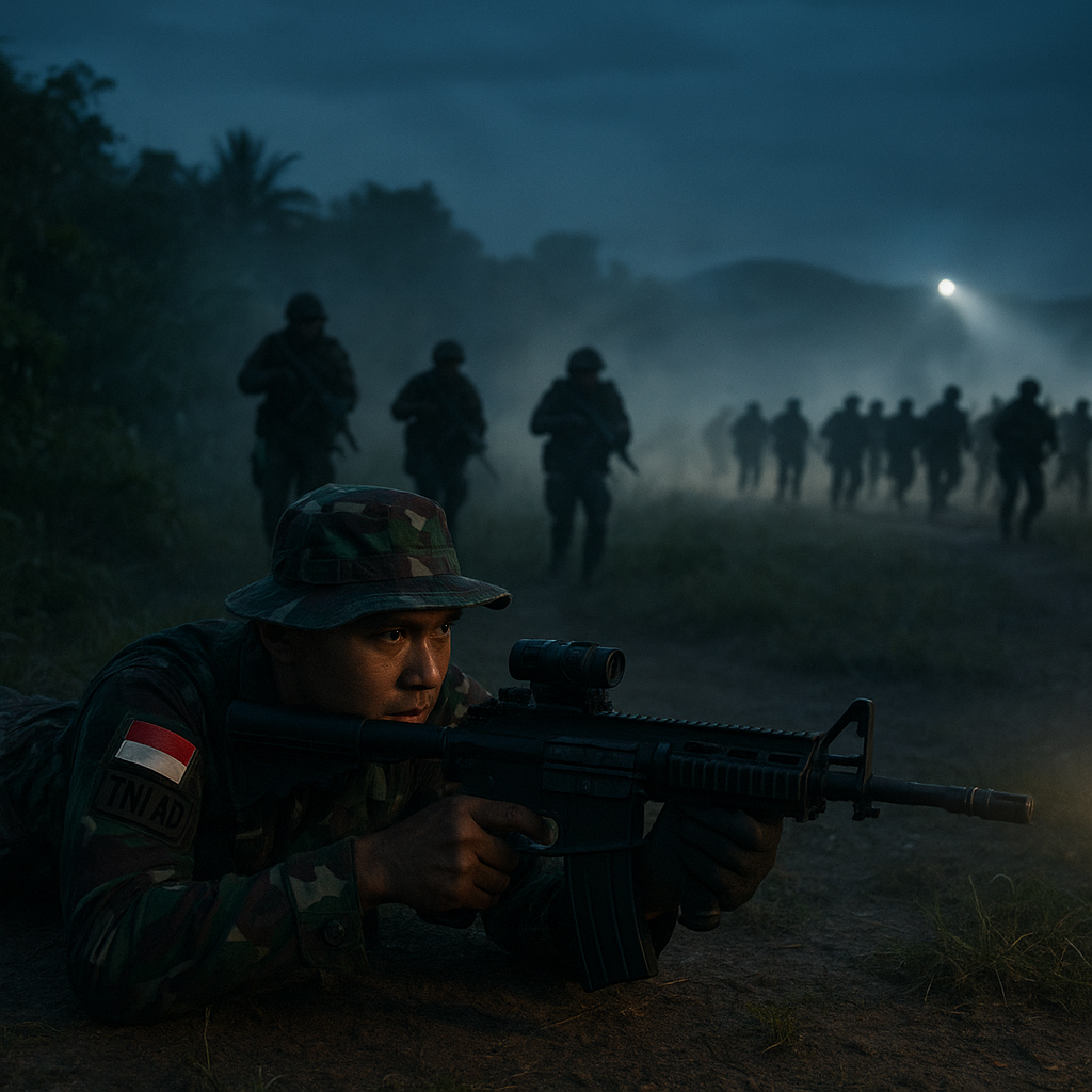 TNI AD Uji Manuver Batalyon Infanteri dengan Simulasi Serangan Malam