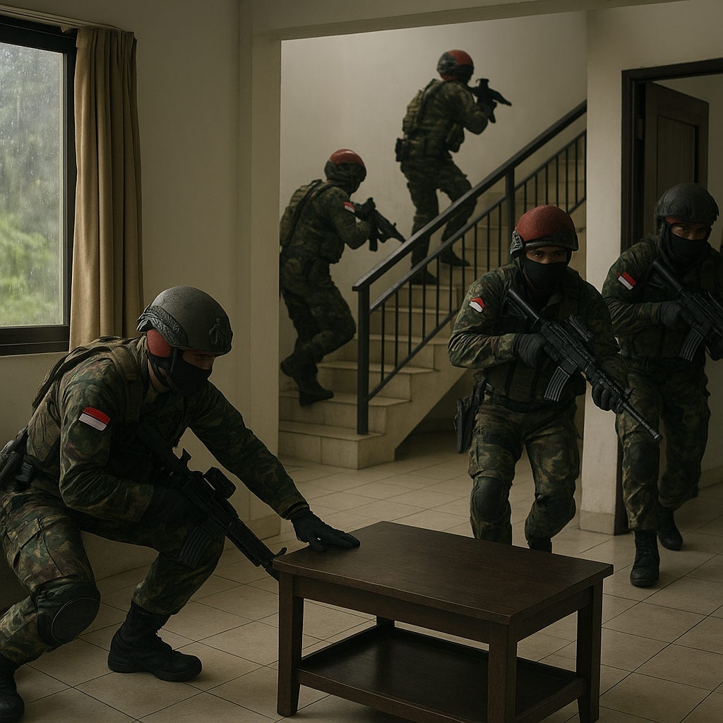 Kopassus Latihan Penanggulangan Teror: Prosedur Serambi dan Entry Taktis
