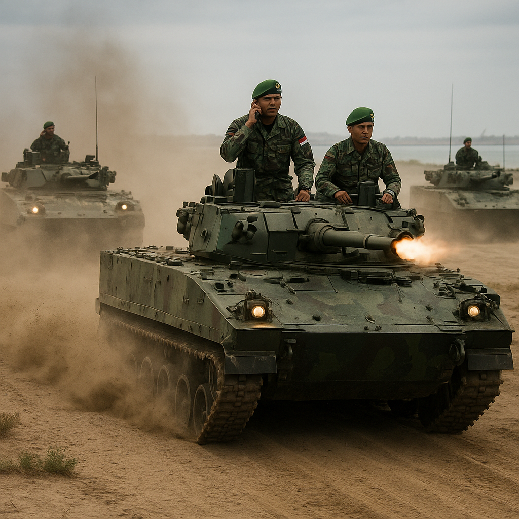 Korps Marinir Uji Kendaraan Tempur BMP-3F dengan Taktik Formasi Panther