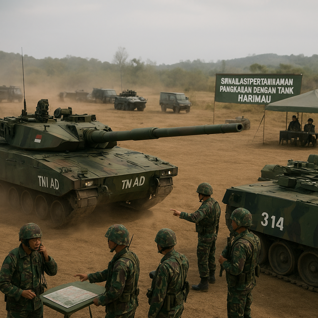 Batalyon Kavaleri TNI AD Lakukan Simulasi Pertahanan Pangkalan dengan Tank Harimau