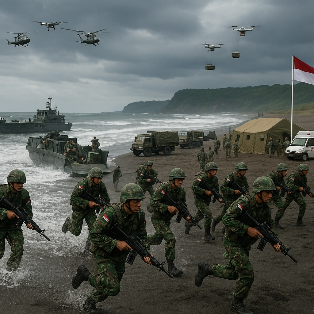 Simulasi Operasi Amfibi TNI AL di Pantai Parangtritis Gunakan Skema Gelombang