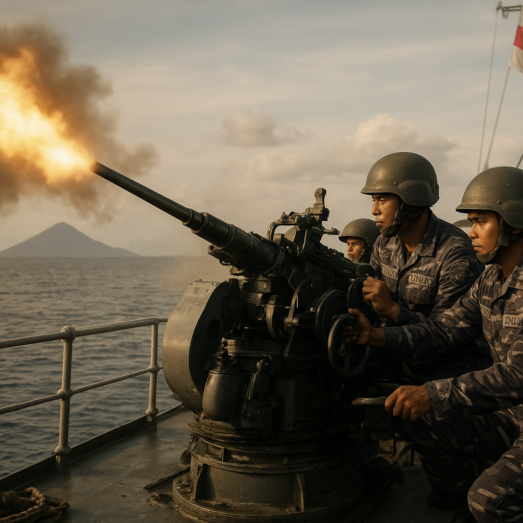 TNI AL Latihan Penembakan Meriam Bofors di Selat Sunda: Prosedur Koreksi Tembakan Dasar
