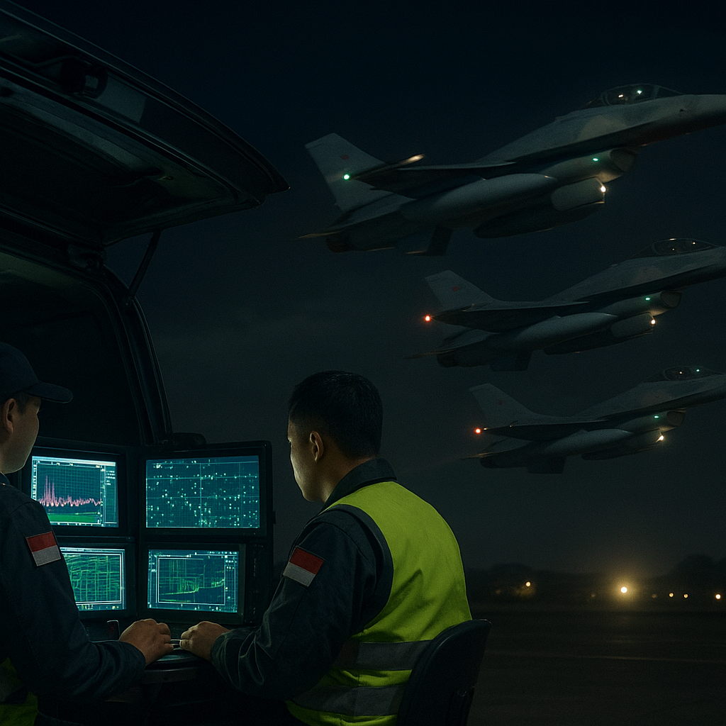 TNI AU Gelar Latihan Penerbangan Malam dengan Simulasi Serangan Elektronik