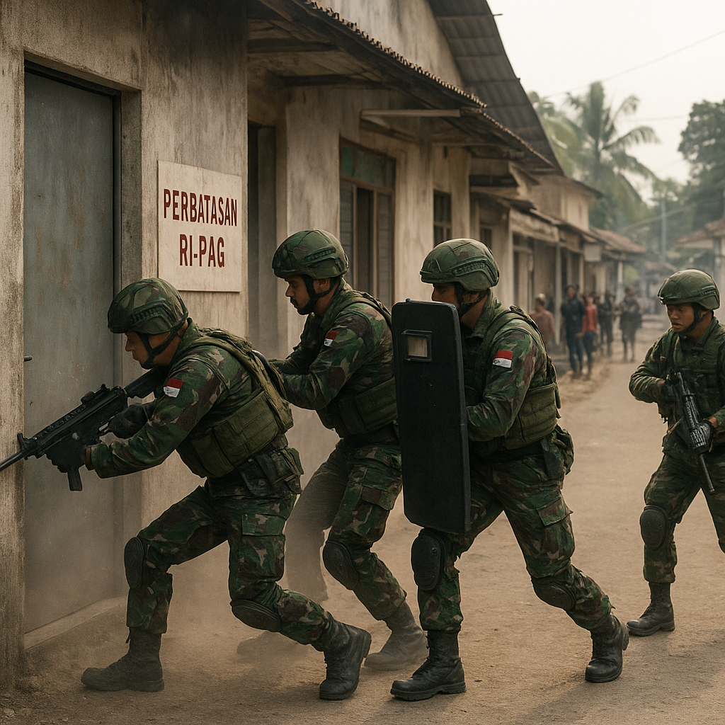 Bedah Taktik Urban Warfare dalam Latihan Satgas Pamtas RI-PNG di Perbatasan