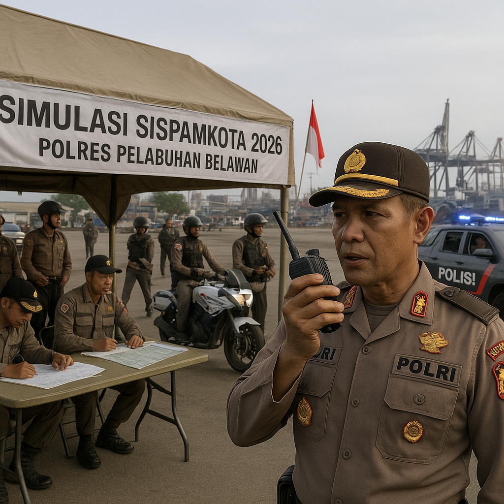 Polres Pelabuhan Belawan Gelar Simulasi Sispamkota 2026, Tingkatkan Kesiapsiagaan