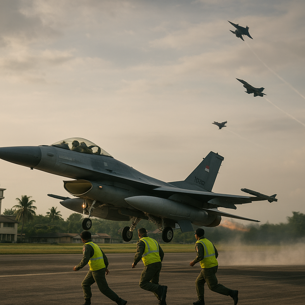 TNI AU Melakukan Simulasi Air Interdiction dengan Pesawat F-16 di Lanud Iswahyudi