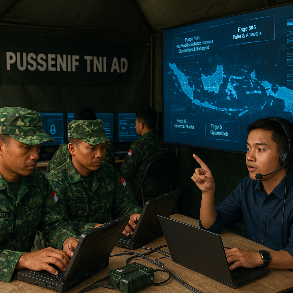 Pussenif TNI AD Gelar Simulasi Network Centric Warfare dalam Latihan Cyber Defense
