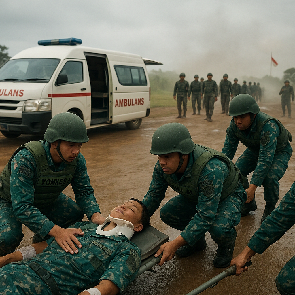 Prajurit Yonkes 1 Marinir TNI AL Berlatih Simulasi Evakuasi Darat