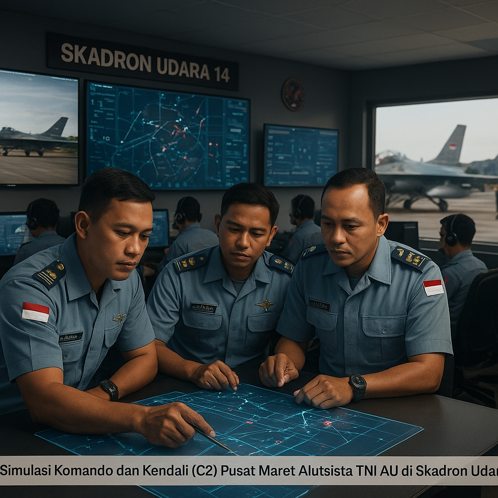 Simulasi Komando dan Kendali (C2) Pusat Maret Alutsista TNI AU di Skadron Udara 14