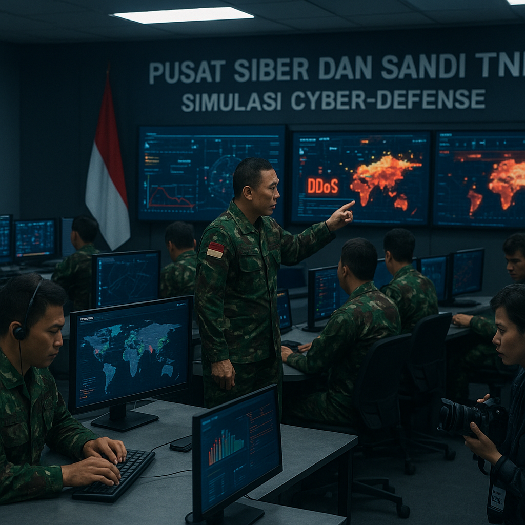 Simulasi Cyber-Defense Pusat Siber dan Sandi TNI Hadapi Serangan DDoS Terkoordinasi