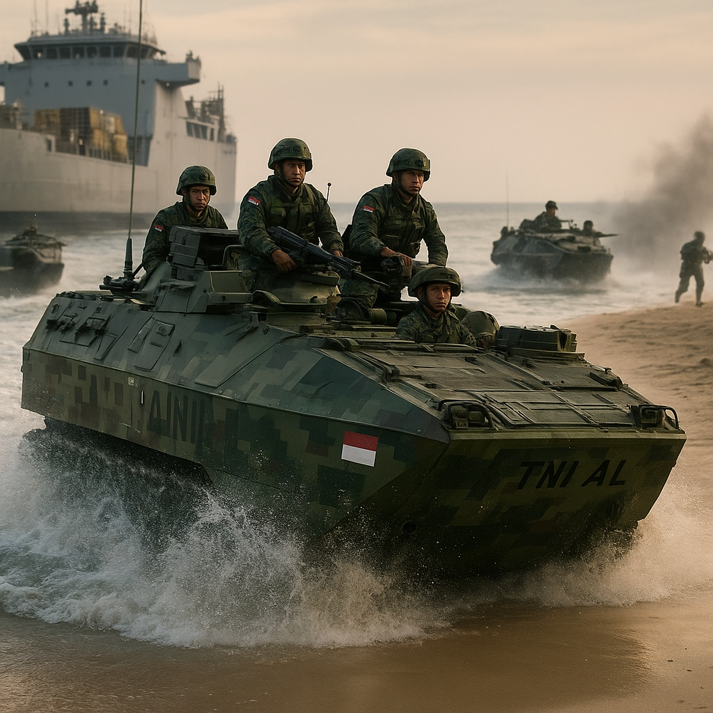 Pelatihan Taktik 'Amfibi Cepat' Marinir TNI AL dengan Kendaraan Amphibious Assault Vehicle (AAV)