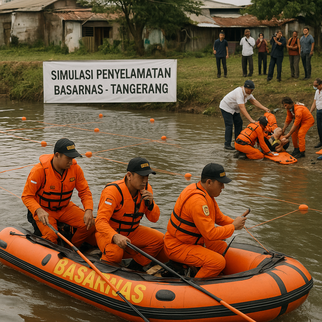 Basarnas gelar simulasi penyelamatan korban tenggelam di Tangerang