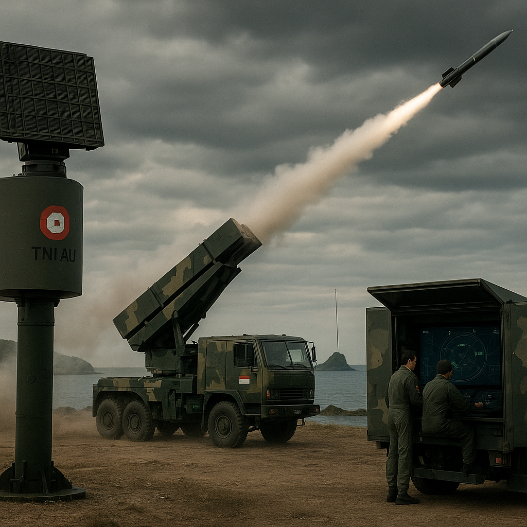 Simulasi Pertahanan Udara Berlapis TNI AU Menggunakan Sistem Rudal dan Radar 3D