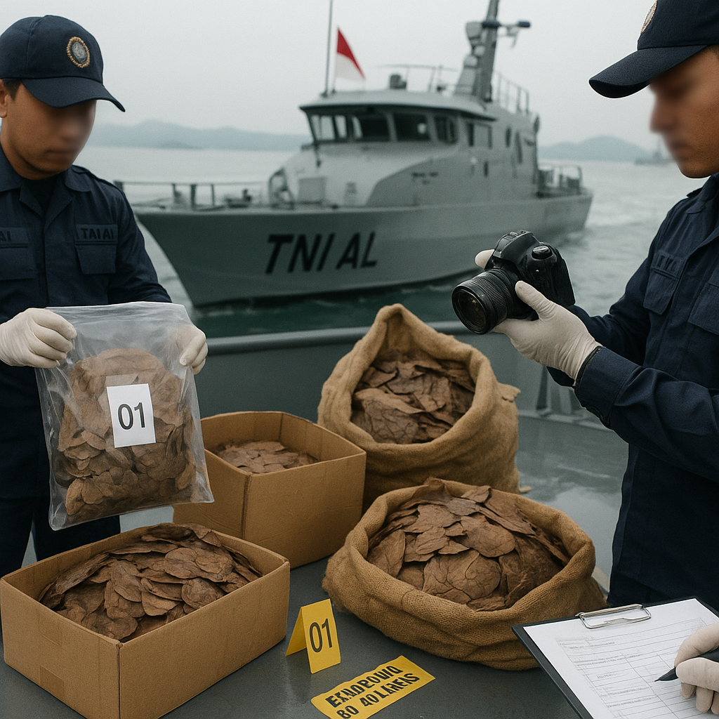 TNI AL Gagalkan Penyelundupan Sisik Trenggiling Ilegal Bernilai Miliaran Rupiah