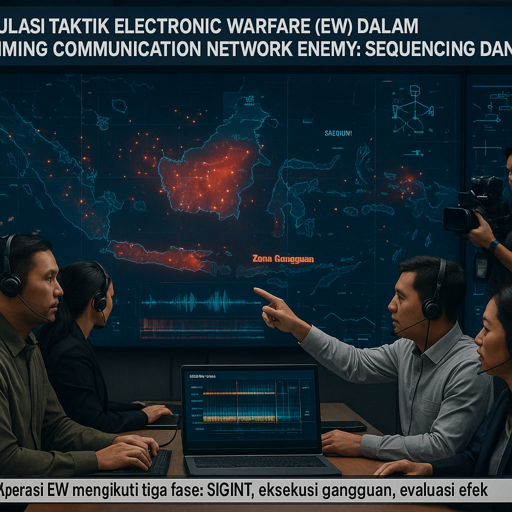 Simulasi Taktik Electronic Warfare (EW) dalam Jamming Communication Network Enemy: Sequencing dan Effect
