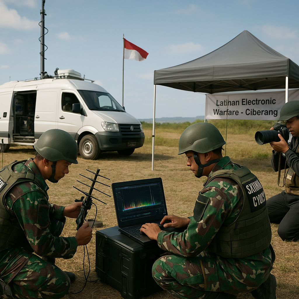 Latihan Electronic Warfare oleh Satuan Cyber TNI di Ciberang