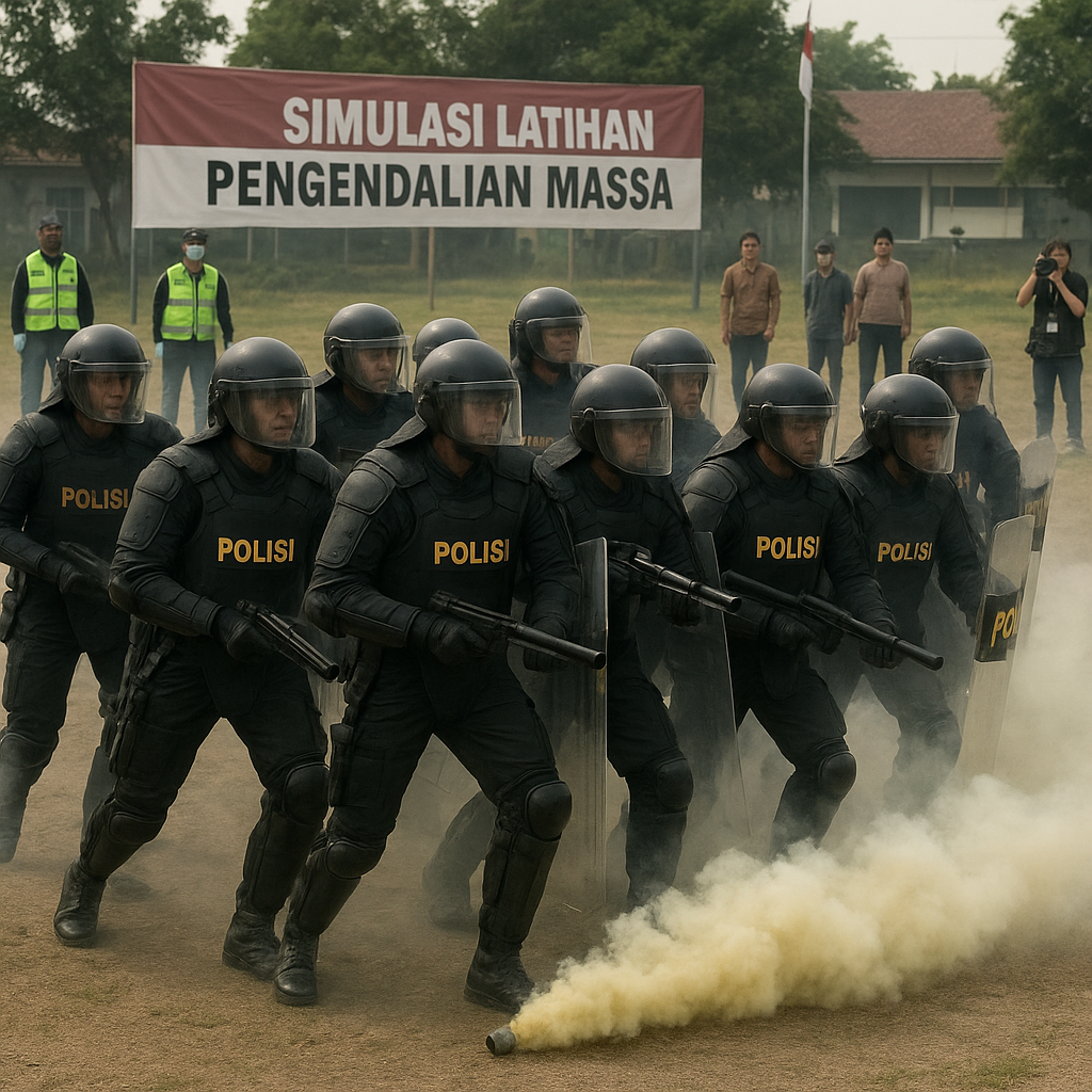 Simulasi Latihan Menggunakan Gas Air Mata Dalam Operasi Pengendalian Massa