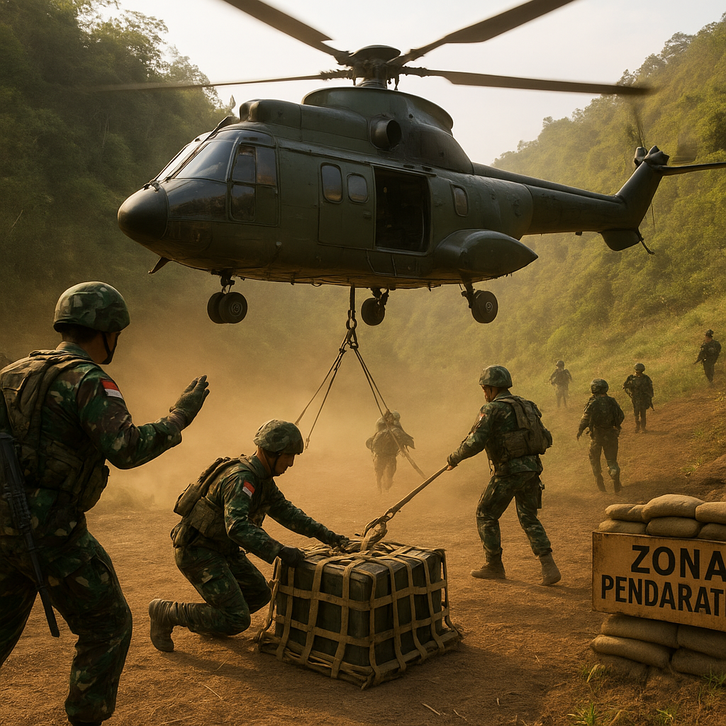 Latihan Cross-Loading Helikopter: Prosedur Perpindahan Pasukan dan Logistik di Medan Terbatas