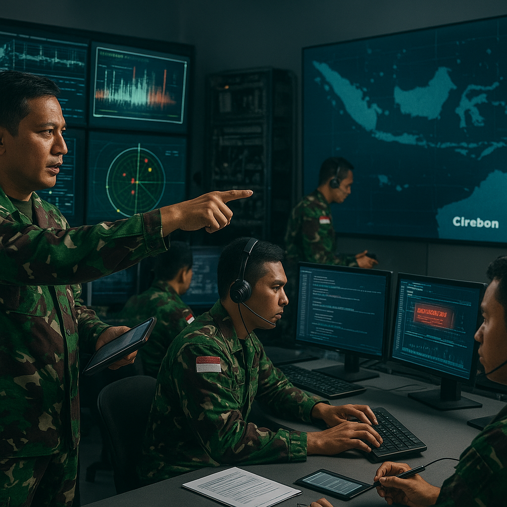 Simulasi Electronic Warfare dan Cyber Defense dalam Latihan TNI di Puslat Cyber Cirebon