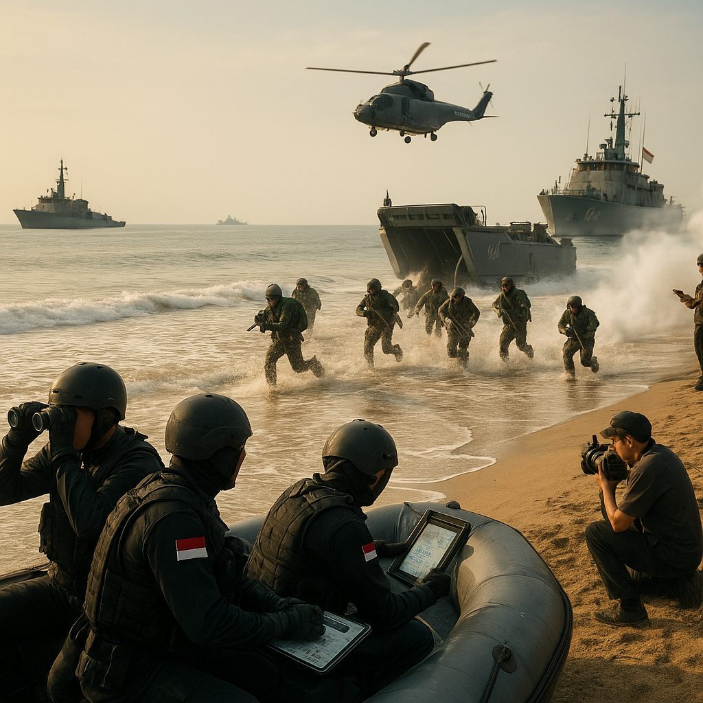 TNI AL Gelar Latihan Gladi Bersih Operasi Amfibi di Pantai Teluk Ratai
