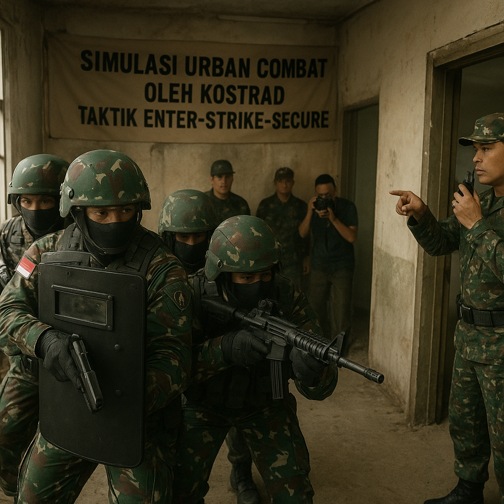 Simulasi Urban Combat oleh Kostrad: Taktik Clearing Room dan Prosedur Enter-Strike-Secure