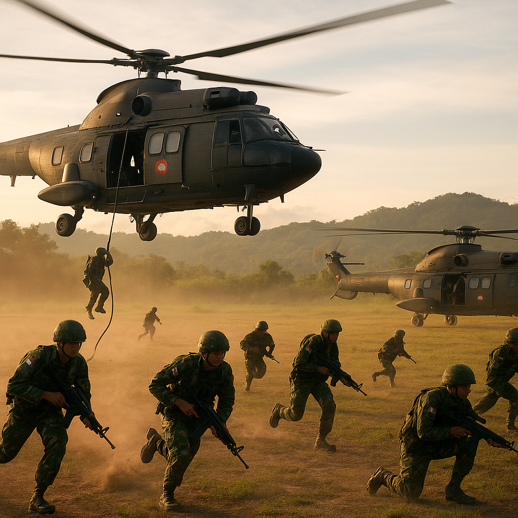 Simulasi Air Assault oleh TNI AU: Prosedur Insertion-Extraction dengan Helikopter dan Formasi LZ