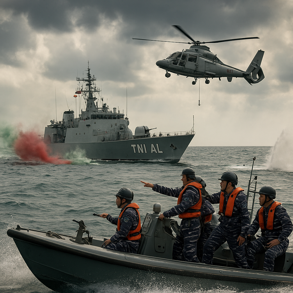 Simulasi Pertempuran Tak Terduga oleh Satuan Tempur Laut TNI AL di Laut Karang Barat